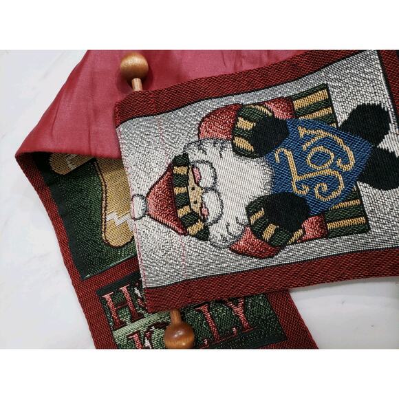 GORGEOUS tapestry wall hanging snowman christmas peace angel gingerbread decor - Picture 7 of 9